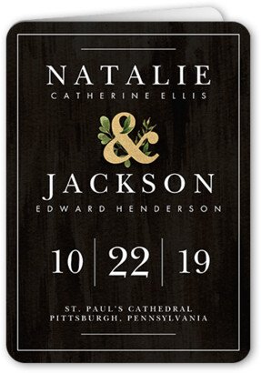 Wedding Program Cards: Verdant Union Wedding Program, Black, 5X7, Matte, Folded Smooth Cardstock, Rounded