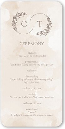 Wedding Program Cards: Reflective Rings Wedding Program, Beige, 4X8 Flat Program, Standard Smooth Cardstock, Rounded