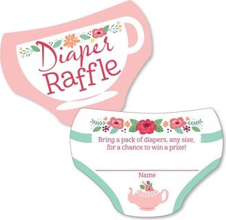 Big Dot Of Happiness Floral Let's Par-Tea - Garden Party Baby Shower Diaper Raffle Game - Set of 24