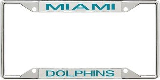 Stockdale Miami Dolphins Metal Frame Acrylic Inlaid Mirror License Plate Frame