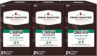 Fresh Roasted Coffee - Organic African Coffee Variety Pack - 72CT Single Serve Pods