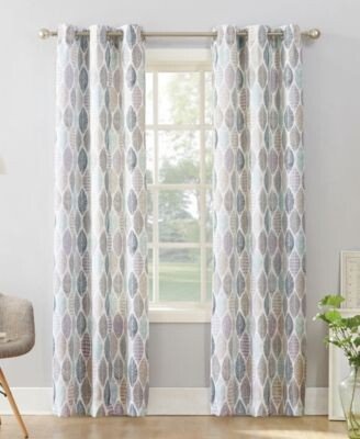 No. 918 Mikko Leaf Print Semi Sheer Grommet Curtain Panel Collection