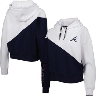 Women's Sport Navy, White Atlanta Braves Bobbi Colorblock Pullover Hoodie - Navy, White