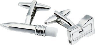 Sutton Silver-Tone Pencil And Sharpener Cufflinks