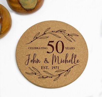 Personalized Anniversary Cork Trivet, Custom Wedding Gift Idea, 50Th 40Th