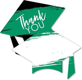 Big Dot of Happiness Green Grad - Best is Yet to Come - Shaped Thank You Cards - Green Grad Party Thank You Note Cards with Envelopes - Set of 12