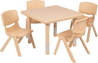 Emma+oliver 24 Square Plastic Height Adjustable Activity Table Set With 4 Chairs