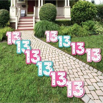 Big Dot Of Happiness Girl 13th Birthday - Lawn Decor - Outdoor Birthday Party Yard Decor - 10 Pc