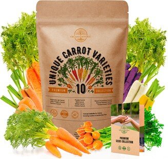 10 Carrot Seeds Variety Pack - 2300+ Non Gmo Heirloom For Planting Carrots in Bulk Individual Seed Packets, Vegetable Garden Seeds