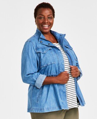 Style & Co Plus Size Chambray Field Jacket, Created for Macy's