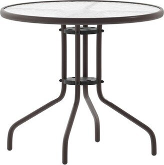 Bellamy 31.5'' Bronze Round Tempered Glass Metal Table
