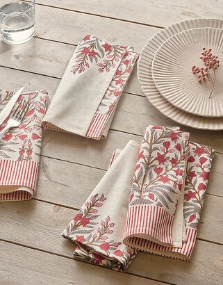 Sprig + Stripe Cotton Napkins, Set of 4-AA