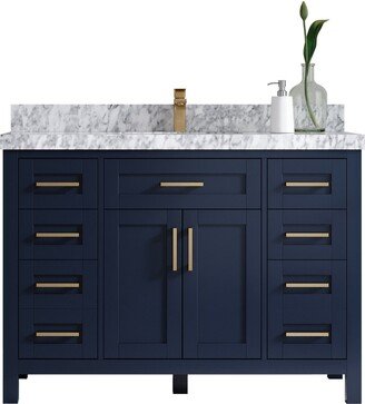 Cambridge 48 In. W X 22 D Single Sink Bathroom Vanity in Hale Navy Blue With Quartz Or Marble Countertop | Modern Vanity Premium Q