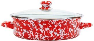 Red Swirl Enamelware Collection 5 Quart Saute Pan