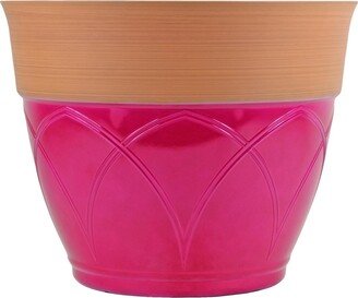 Garden Elements Colored Rim Large Plastic Planter Magenta 15 Inches