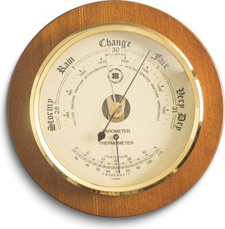 Curata Cherry Wood with Brass Bezel 9 Inch Barometer with Thermometer