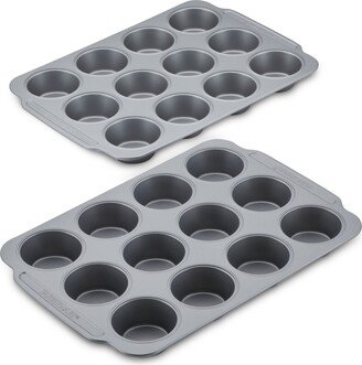 Nonstick Bakeware Double Batch Muffin and Cupcake Pan Set, 2-Piece