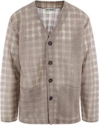 Checked Button-Up Cardigan