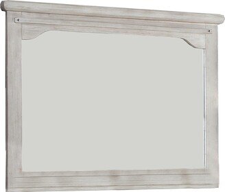 36 Inch Mirror with Chiseled Inner Wooden Frame, White