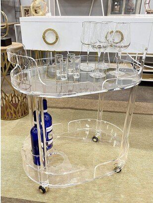 DesignStyles Acrylic Bar Cart on Wheels