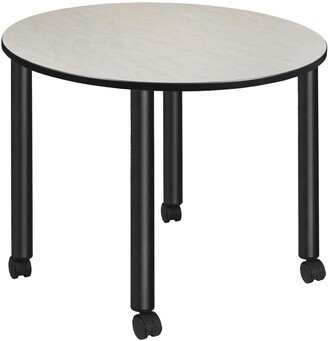 Kee 48 Round Mobile Breakroom Table- Grey/ Black