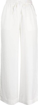 Cropped Wide-Leg Silk Trousers