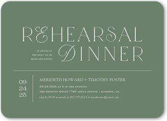 Rehearsal Dinner Invitations: Fancy Feature Rehearsal Dinner Invitation, Green, 5X7, Matte, Signature Smooth Cardstock, Rounded
