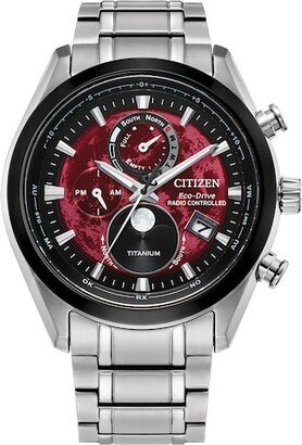 Men's Citizen Eco-Drive® Sport Luxury Super Titanium™ Radio Controlled Chrono Watch with Red Dial (Model: By1018-55X)