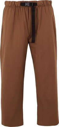 Cotton Drawstring Crop Trousers Cropped Pants Brown