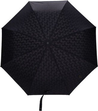 Monogram-Pattern Leather-Handle Umbrella-AA