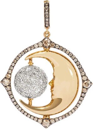 Mixed Gold And Diamond Mythology Spinning Moon Charm