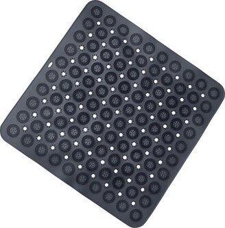 Washable Non-Slip Bathtub Mat with Suction Cups and - Square - Black - 21.25