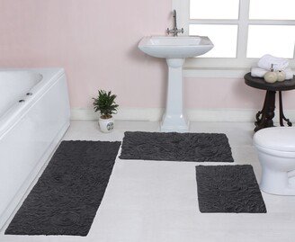 Home Weavers Inc Home Weavers Bellflower Collection 3 Piece Set Cotton Bath Rug 17x24, 21x34, 21x54