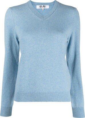 V-neck fine-knit wool jumper