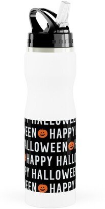 Photo Water Bottles: Happy Halloween Black Stainless Steel Water Bottle With Straw, 25Oz, With Straw, Black