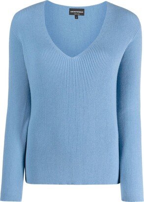 V-neck ribbed jumper-AF