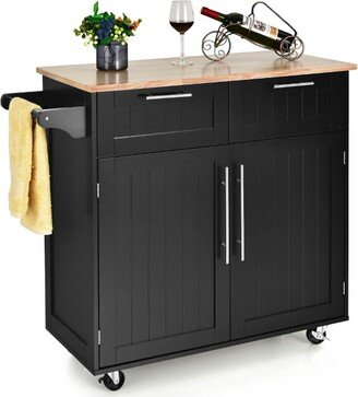 Rolling Kitchen Cart Island Heavy Duty Storage Trolley Cabinet Utility Black