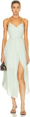 Leighton Belted Midi Dress in Green