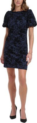 Petites Womens Lace Mini Sheath Dress