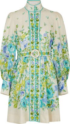 Raie Floral-print Linen Mini Dress