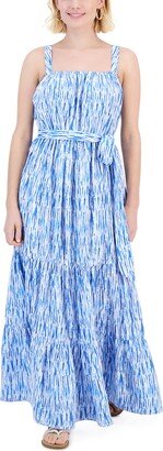 Petite Tiered Tie-Belt Dress, Created for Macy's