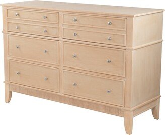 52 Inch Modern Dresser Chest, 6 Drawers, Metal Knobs, Natural Brown