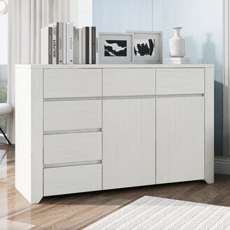 TOSWIN Functional Gray Wood Grain 6-Drawer Dresser, Ample Storage Space