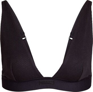 Cotton Rib Plunge Bralette | Soot
