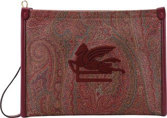 Paisley Motif Zipped Clutch Bag