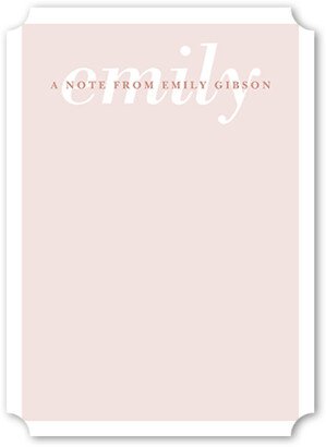 Thank You Cards: Simple Memo Personal Stationery, Pink, 5X7, Pearl Shimmer Cardstock, Ticket