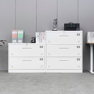 2 Drawer Lateral Filing Cabinet,Large Deep Drawers Locked by Keys