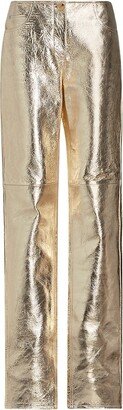 Metallic Leather Pants-AA