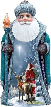 G.DeBrekht Woodcarved Hand Painted Starry Night Santa by Donna Gelsinger Figurine