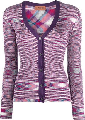 Graphic-Print Ribbed-Knit Cardigan